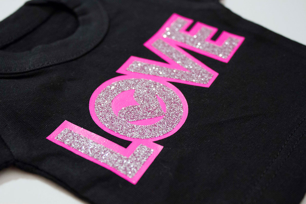 Playeras con top vinil glitter
